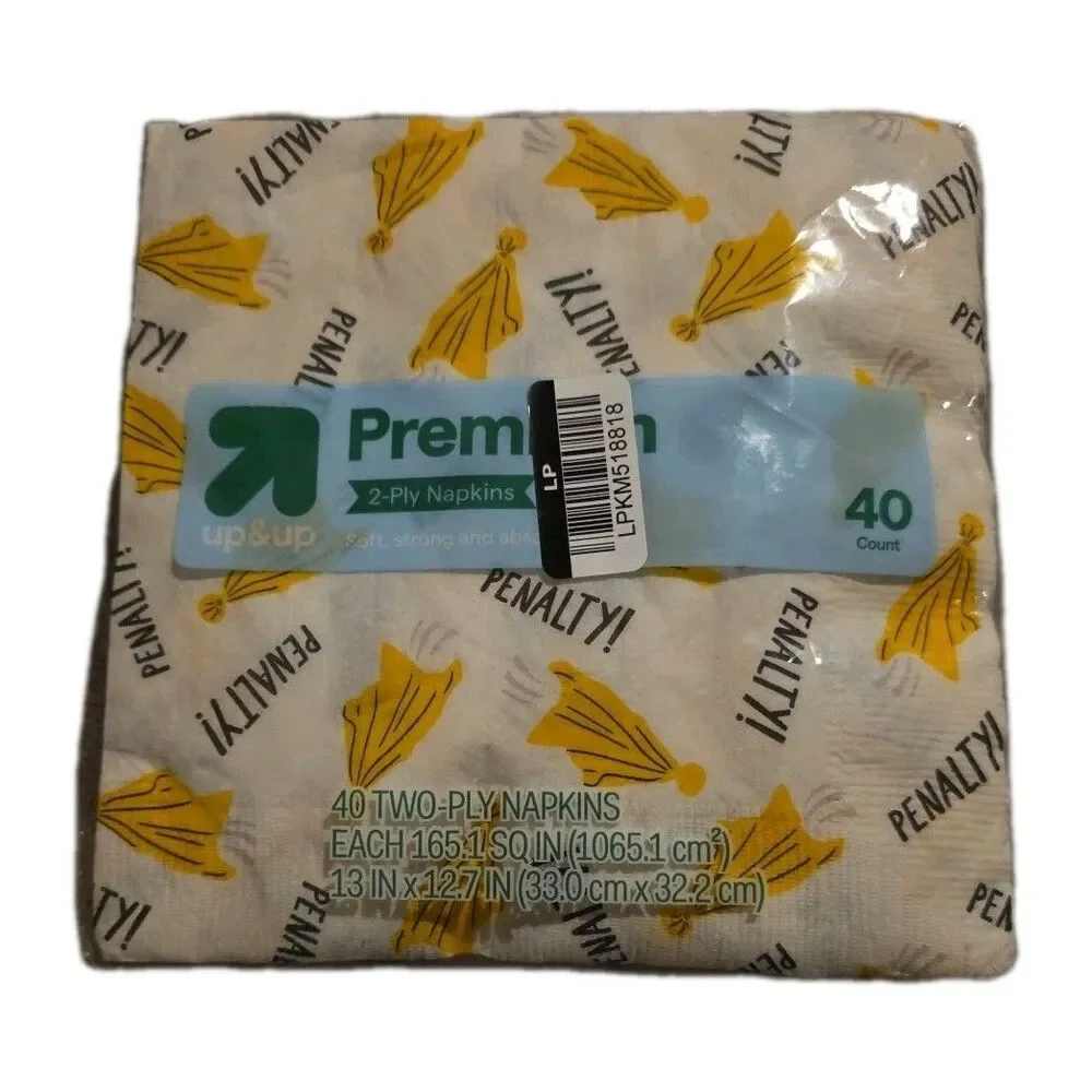40 2-Ply Football novelty napkins with penalty flags Super Bowl party tailgate